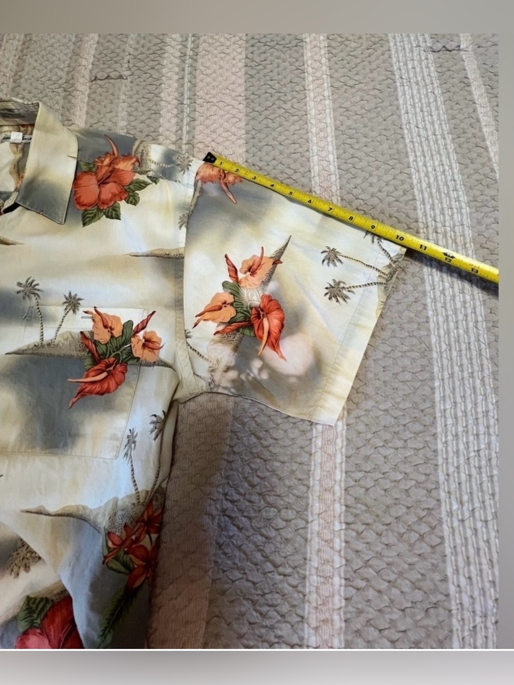 Pierre Cardin Light Blue and Cream Tropical Print Shirt Vintage 80” - Picture 6 of 8